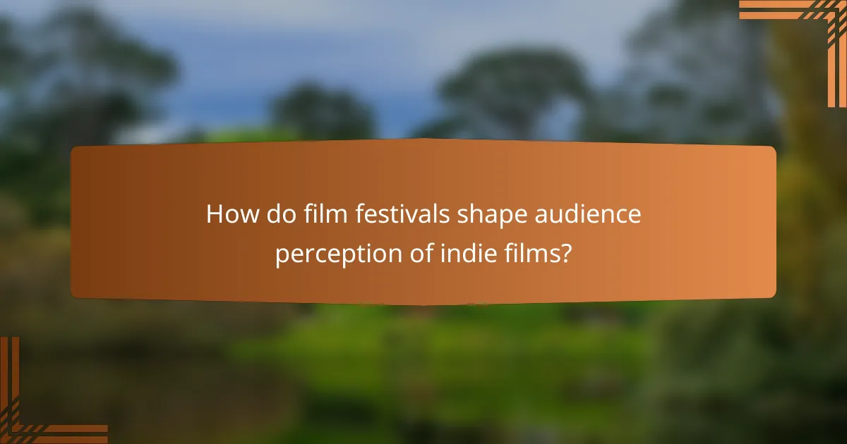 How do film festivals shape audience perception of indie films?