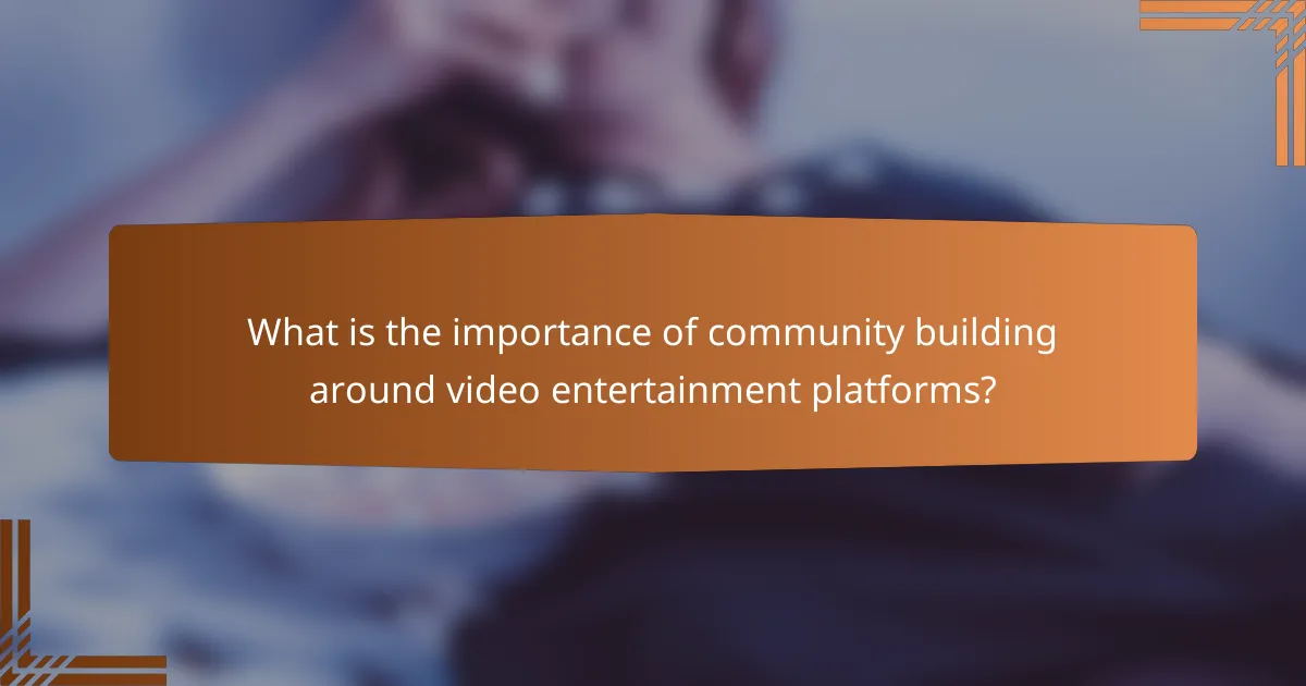 What is the importance of community building around video entertainment platforms?